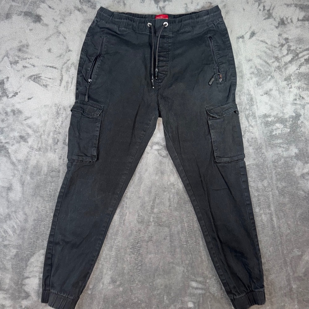 Mens Large Truth Substance Common Sense Cargo Jogger Pants Black Excellent